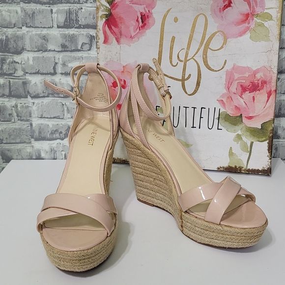 Nine West Shoes - Nine West Joker Wedge 10.5M Rope Pale Pink